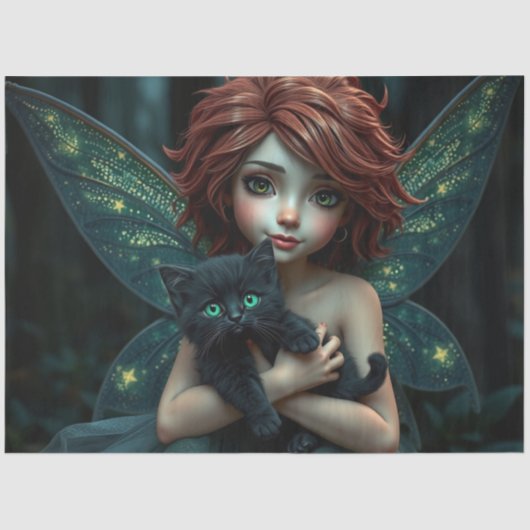 Fairy en haar kat, tissuepapier (Voorkant)