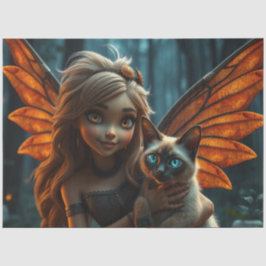 Fairy en haar kat tissuepapier