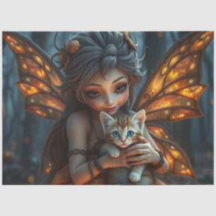 Fairy en haar kat tissuepapier