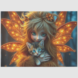 Fairy en haar kat tissuepapier