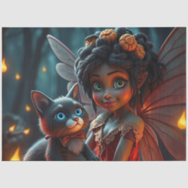 Fairy en haar kat tissuepapier