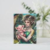 Fairy en haar Knorretje op het Boerderij Briefkaart (Staand voorkant)
