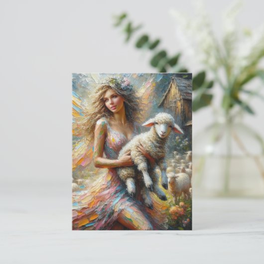 Fairy en haar Lam Briefkaart (Staand voorkant)