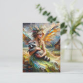 Fairy en haar Pet Raccoon Briefkaart (Staand voorkant)