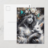 Fairy en haar Schattigee witte konijn Briefkaart (Voorkant / Achterkant)