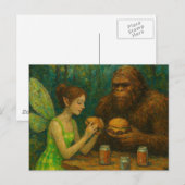 Fairy en Sasquatch eten cheeseburgers Briefkaart (Voorkant / Achterkant)