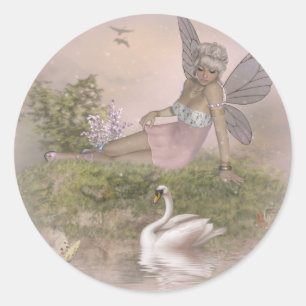 Fairy en Swan Ronde Sticker