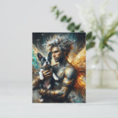 Fairy en zijn Boston Terrier Puppy Briefkaart (Staand voorkant)