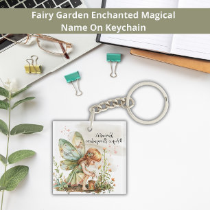 Fairy Enchanted Garden Naam op Wildflowers Sleutelhanger