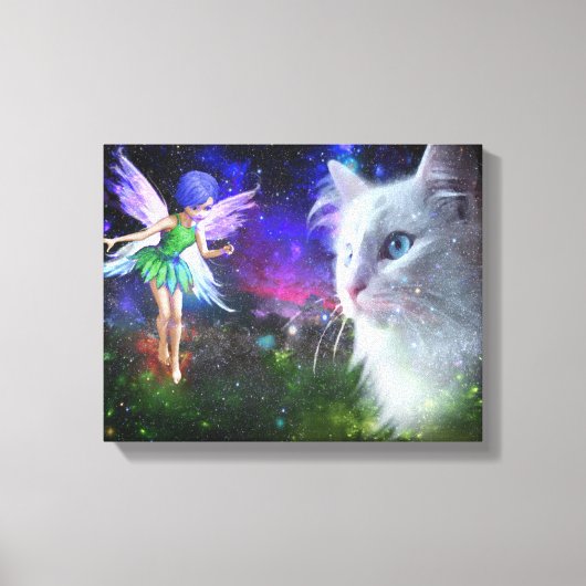 Fairy Encounters Cat Canvas Afdruk (Voorkant)