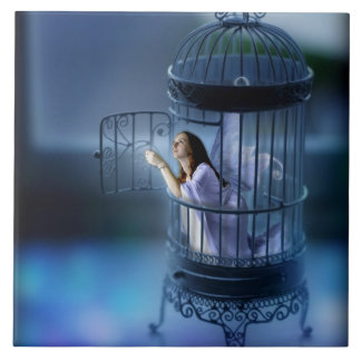 Fairy Escaping her Gilded Cage Tegeltje
