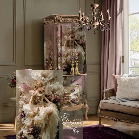 Fairy Ethereal Floral Dusty Plum Eggshell Beige Tissuepapier