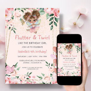 Fairy FĂ& Twirl Rose Invitation d'anniversaire