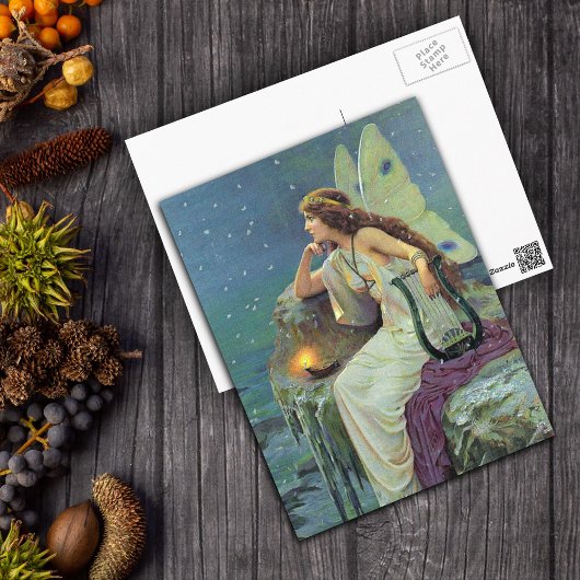   Fairy Fae Harp Candle Ocean Briefkaart