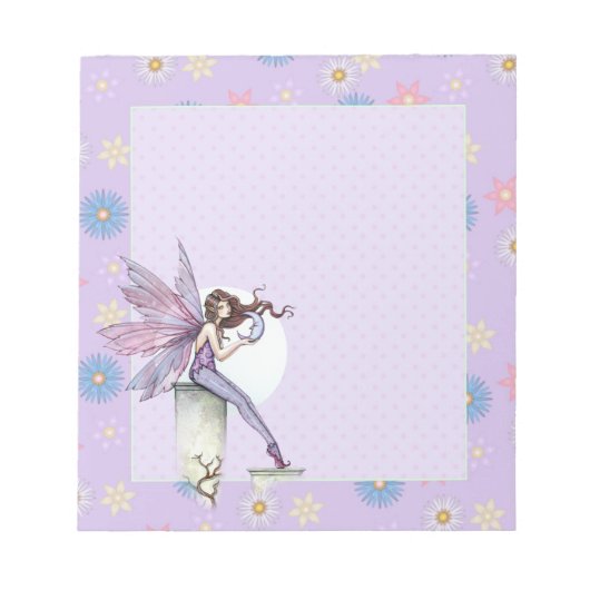 Fairy Fantasy Art Bleek Paars Floral Notitieblok (Voorkant)