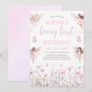 Fairy First 1st Birthday Party Invitation