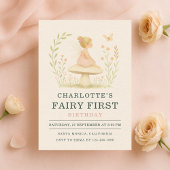 Fairy First 1st Mushroom Birthday Party Invitation