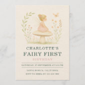 Fairy First 1st Mushroom Birthday Party Invitation (Devant)