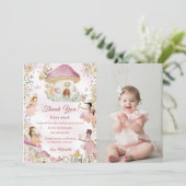 Fairy First Birday Photo Carte de remerciements (Debout devant)