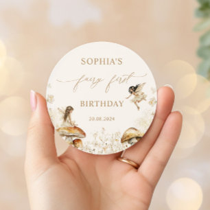 Fairy First Birthday Boho Ronde Sticker
