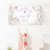 Fairy First Birthday Enchanted garden Whimsical Spandoek (Insitu)