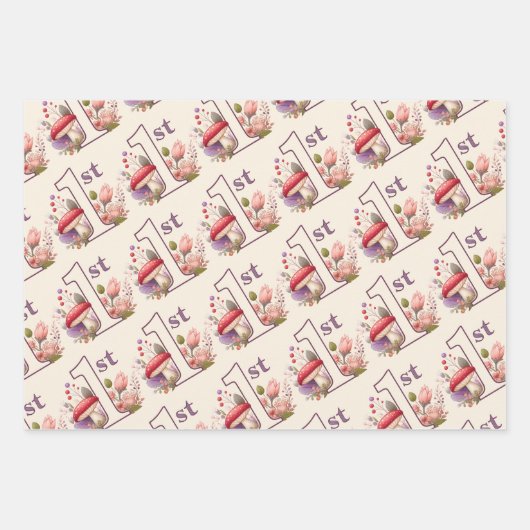 Fairy First Birthday Enchanted Waterverf Garden Inpakpapier Vel (Voorkant 2)