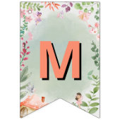 Fairy First Birthday Forest Waterverf paddenstoel Vlaggetjes (Eerste vlag)