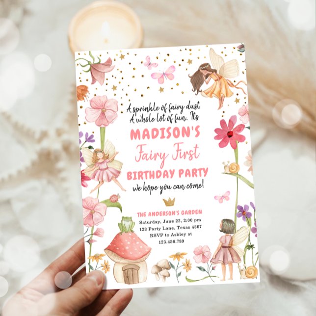 Fairy First Birthday Girl 1st Fairy Forest Magical Kaart