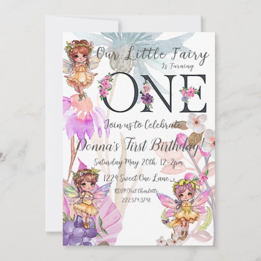 Fairy First Birthday Invitation (Devant)