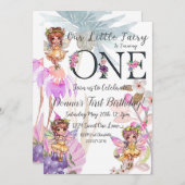 Fairy First Birthday Invitation (Devant / Derrière)