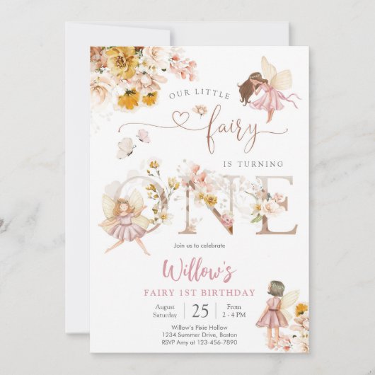 Fairy First Birthday Invitation (Devant)