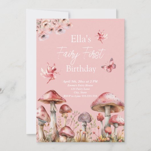 Fairy First Birthday Invitation (Devant)