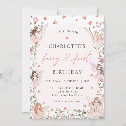 Fairy First Birthday Invitation (Devant)