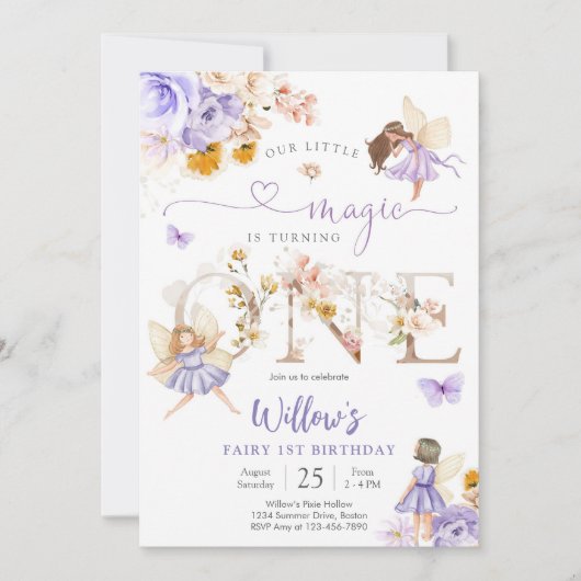 Fairy First Birthday Invitation (Devant)