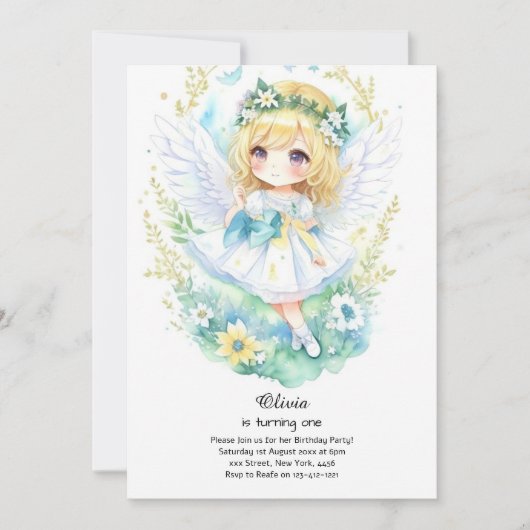 Fairy First Birthday Invitation (Devant)