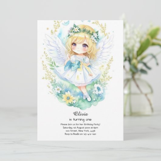 Fairy First Birthday Invitation (Debout devant)