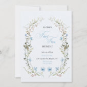 Fairy First Birthday Invitation | Elegant Blue  (Devant)