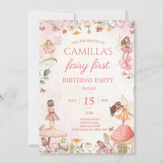Fairy First Birthday Invitation Fairy Invitation