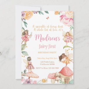 Fairy First Birthday Invitation Fairy Invitation