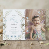 Fairy First Birthday Invitation | Floral Photo 