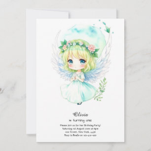 Fairy First Birthday Invitation Kaart