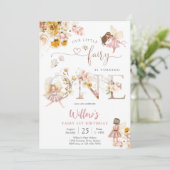 Fairy First Birthday Invitation Kaart (Staand voorkant)