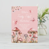 Fairy First Birthday Invitation Kaart (Staand voorkant)