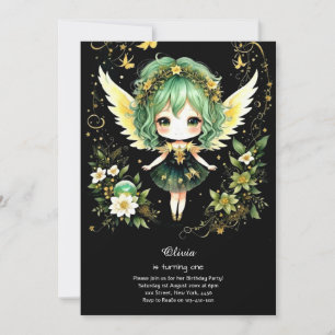 Fairy First Birthday Invitation Kaart
