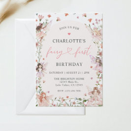 Fairy First Birthday Invitation Kaart