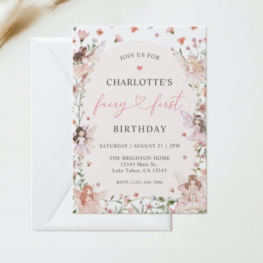 Fairy First Birthday Invitation Kaart