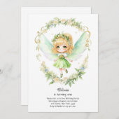 Fairy First Birthday Invitation Kaart (Voorkant / Achterkant)