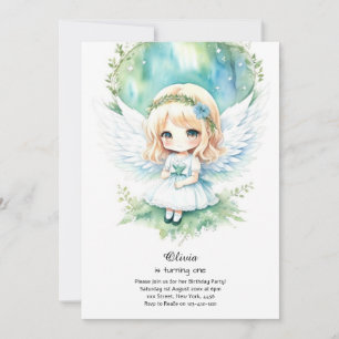 Fairy First Birthday Invitation Kaart