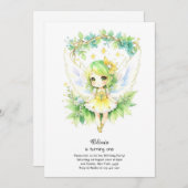 Fairy First Birthday Invitation Kaart (Voorkant / Achterkant)