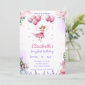 Fairy First Birthday Invitation pour fille (Debout devant)